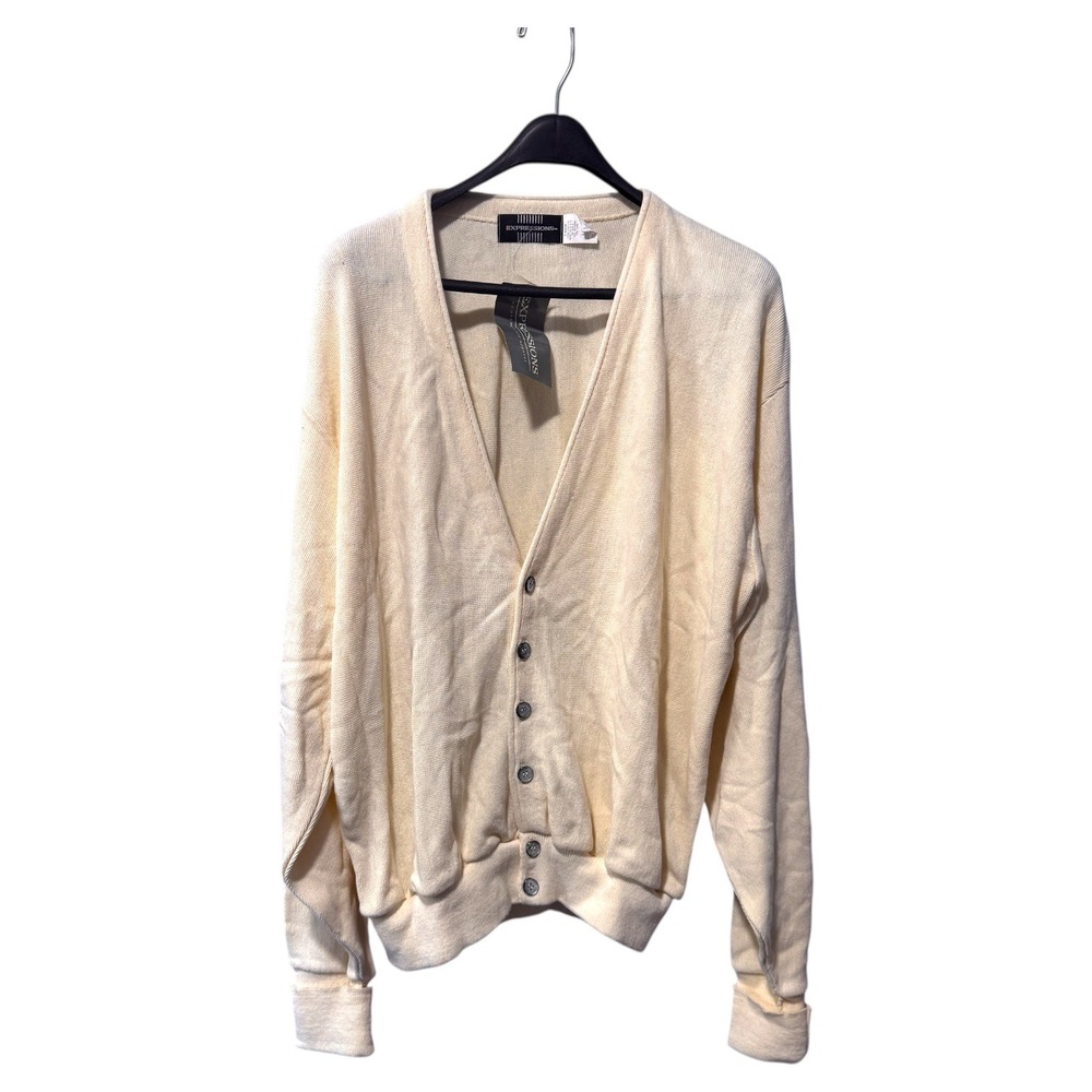 Expressions NWT Cream Textured Knit V-Neck Button Front Cardigan Sweater M